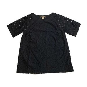 Banana Republic Black Lace Short Sleeve Top XS